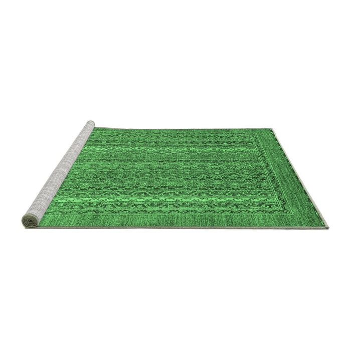 Sideview of Machine Washable Oriental Emerald Green Modern Area Rugs, wshabs2405emgrn