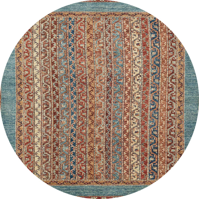 Round Abstract Green Oriental Rug, abs2405