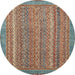 Round Abstract Green Oriental Rug, abs2405