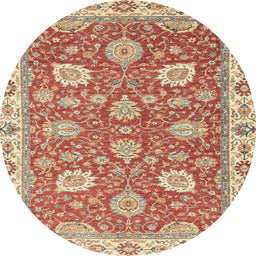 Round Machine Washable Abstract Red Rug, wshabs2406