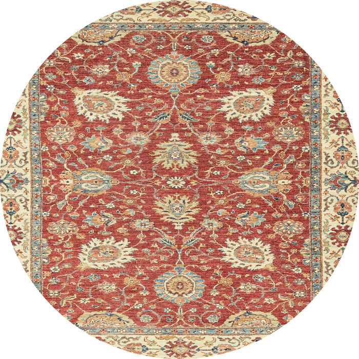 Round Machine Washable Abstract Red Rug, wshabs2406