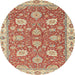 Round Machine Washable Abstract Red Rug, wshabs2406