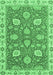 Machine Washable Oriental Emerald Green Modern Area Rugs, wshabs2406emgrn