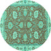 Round Oriental Turquoise Modern Rug, abs2406turq