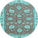 Round Oriental Light Blue Modern Rug, abs2406lblu