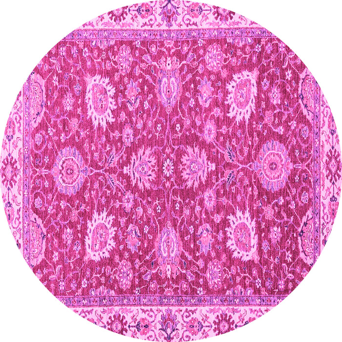 Round Machine Washable Oriental Pink Modern Rug, wshabs2406pnk