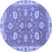 Round Oriental Blue Modern Rug, abs2406blu