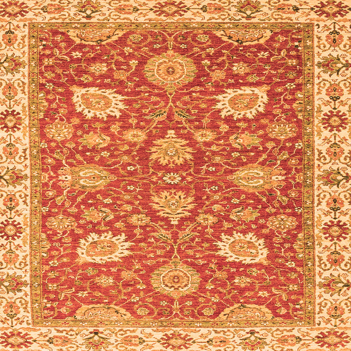 Square Machine Washable Oriental Orange Modern Area Rugs, wshabs2406org