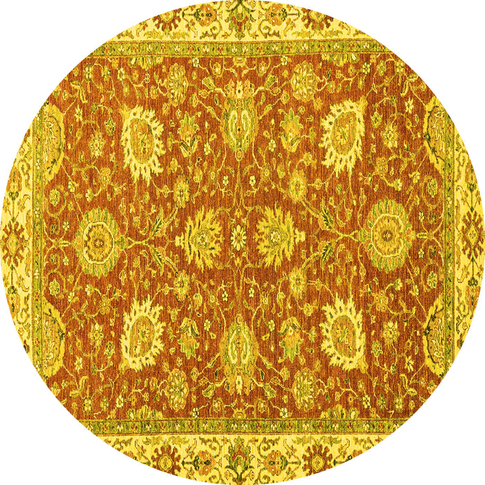 Round Oriental Yellow Modern Rug, abs2406yw