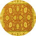 Round Oriental Yellow Modern Rug, abs2406yw