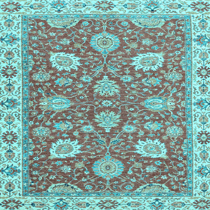 Square Machine Washable Oriental Light Blue Modern Rug, wshabs2406lblu