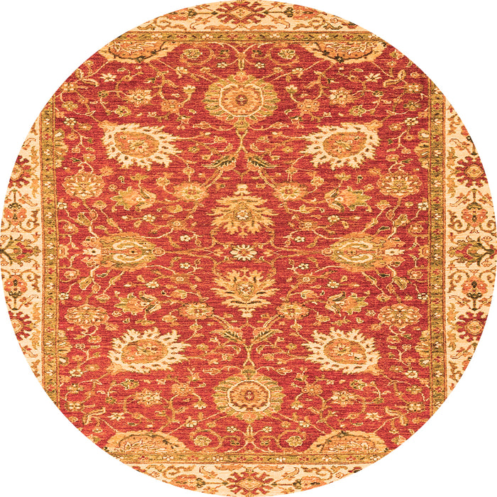 Round Oriental Orange Modern Rug, abs2406org