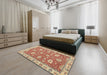 Abstract Red Oriental Rug in a Bedroom, abs2406