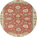 Round Abstract Red Oriental Rug, abs2406