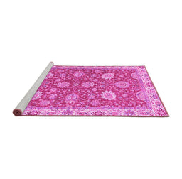 Sideview of Machine Washable Oriental Pink Modern Rug, wshabs2406pnk