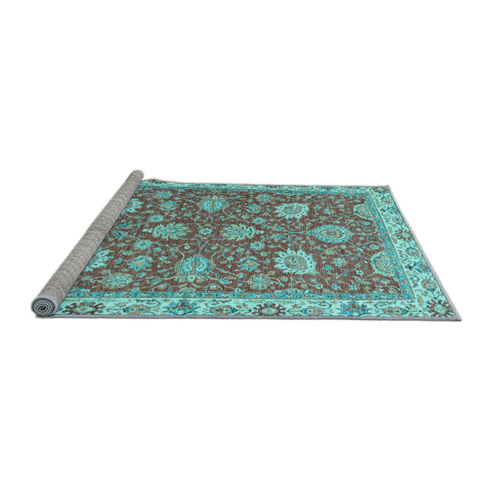 Sideview of Machine Washable Oriental Light Blue Modern Rug, wshabs2406lblu