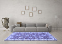 Machine Washable Oriental Blue Modern Rug, wshabs2406blu