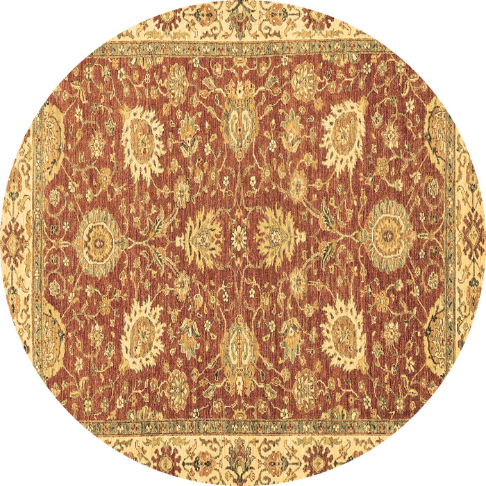 Round Machine Washable Oriental Brown Modern Rug, wshabs2406brn