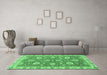 Machine Washable Oriental Emerald Green Modern Area Rugs in a Living Room,, wshabs2406emgrn