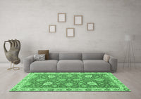 Machine Washable Oriental Emerald Green Modern Rug, wshabs2406emgrn