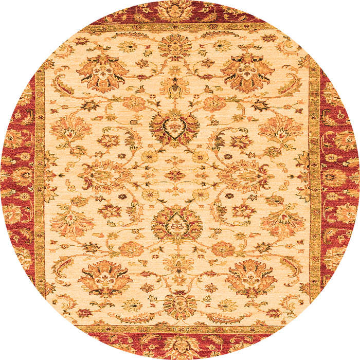 Round Oriental Orange Modern Rug, abs2407org