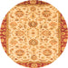 Round Oriental Orange Modern Rug, abs2407org