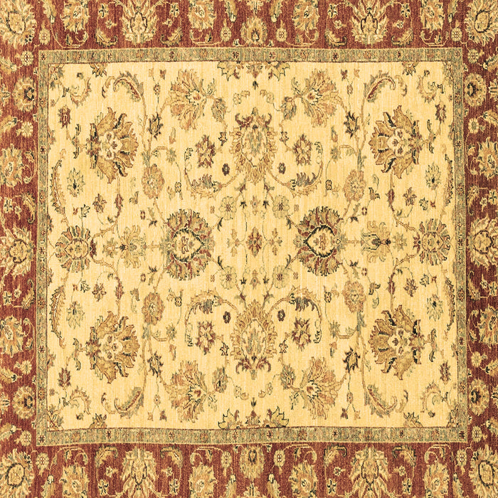 Square Machine Washable Oriental Brown Modern Rug, wshabs2407brn