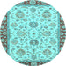 Round Oriental Light Blue Modern Rug, abs2407lblu