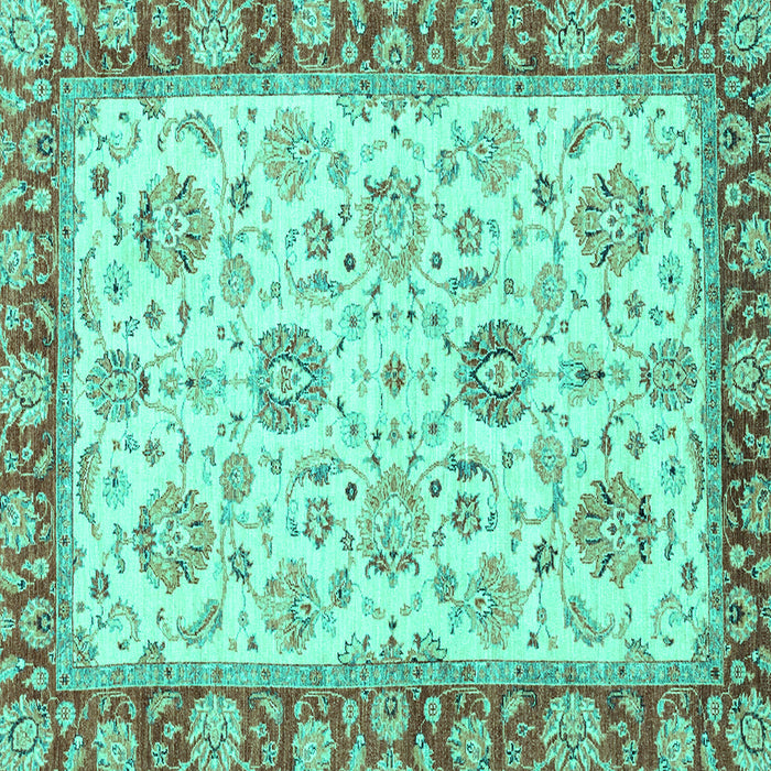 Square Machine Washable Oriental Turquoise Modern Area Rugs, wshabs2407turq