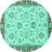 Round Oriental Turquoise Modern Rug, abs2407turq