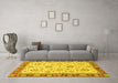 Machine Washable Oriental Yellow Modern Rug in a Living Room, wshabs2407yw