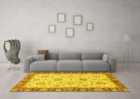 Machine Washable Oriental Yellow Modern Rug, wshabs2407yw