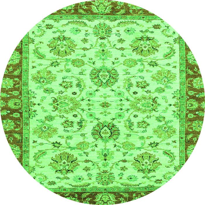 Round Oriental Green Modern Rug, abs2407grn