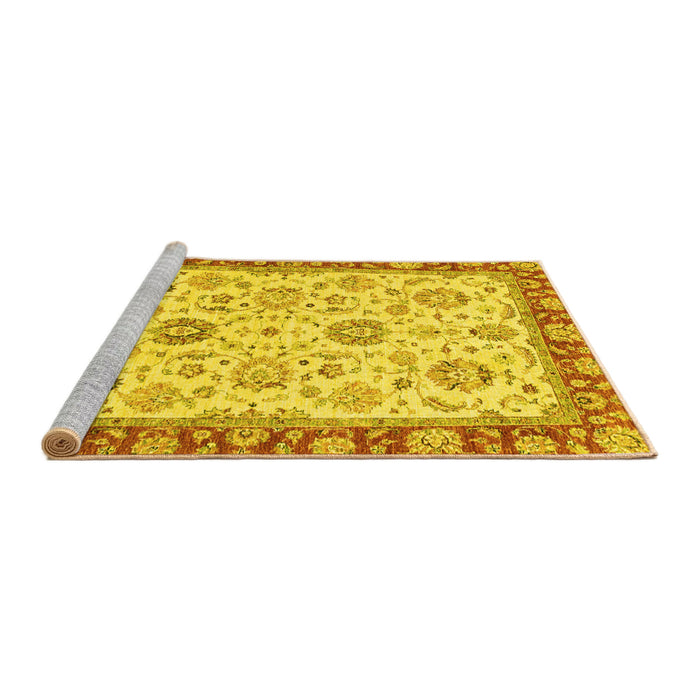 Sideview of Machine Washable Oriental Yellow Modern Rug, wshabs2407yw