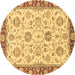 Round Oriental Brown Modern Rug, abs2407brn