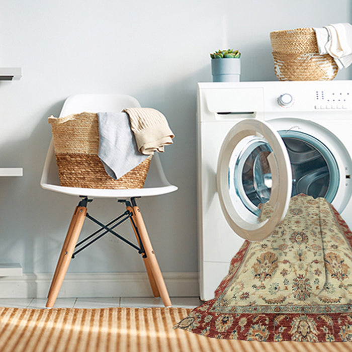 Machine Washable Abstract Chocolate Brown Rug in a Washing Machine, wshabs2407