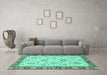 Machine Washable Oriental Turquoise Modern Area Rugs in a Living Room,, wshabs2407turq