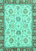 Machine Washable Oriental Turquoise Modern Area Rugs, wshabs2407turq