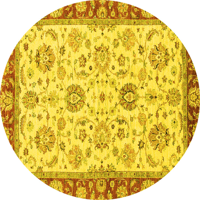 Round Oriental Yellow Modern Rug, abs2407yw