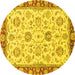 Round Oriental Yellow Modern Rug, abs2407yw