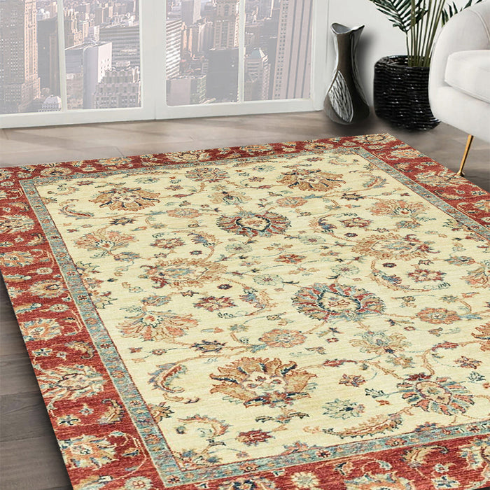 Machine Washable Abstract Chocolate Brown Rug in a Family Room, wshabs2407