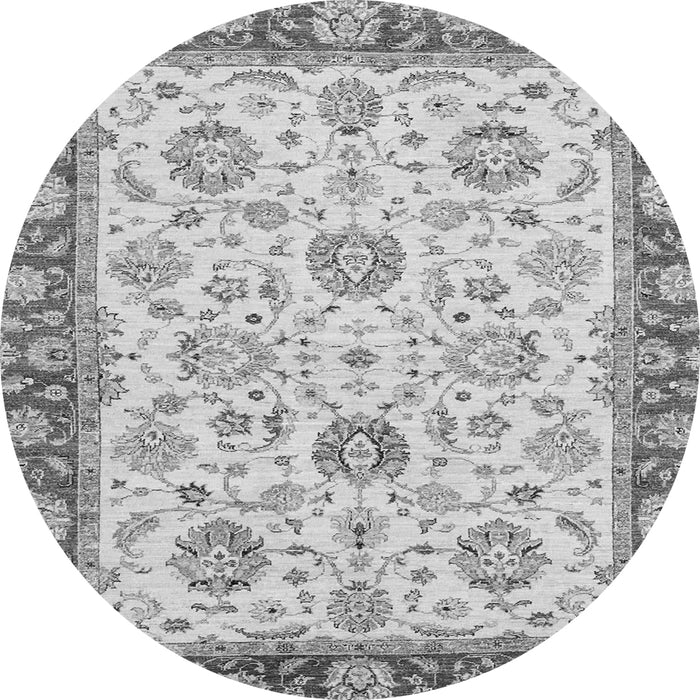 Round Machine Washable Oriental Gray Modern Rug, wshabs2407gry