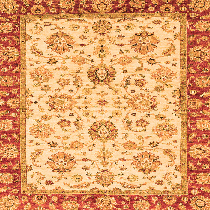 Square Machine Washable Oriental Orange Modern Area Rugs, wshabs2407org