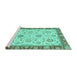 Sideview of Machine Washable Oriental Turquoise Modern Area Rugs, wshabs2407turq