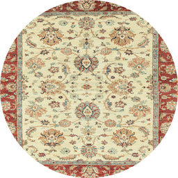 Round Machine Washable Abstract Chocolate Brown Rug, wshabs2407