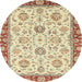 Round Machine Washable Abstract Chocolate Brown Rug, wshabs2407