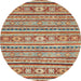 Round Machine Washable Abstract Chestnut Red Rug, wshabs2408