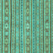 Square Machine Washable Oriental Turquoise Modern Area Rugs, wshabs2408turq