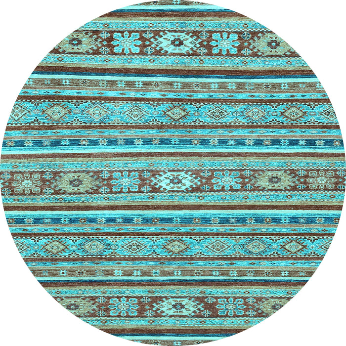 Round Oriental Light Blue Modern Rug, abs2408lblu