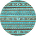 Round Oriental Light Blue Modern Rug, abs2408lblu